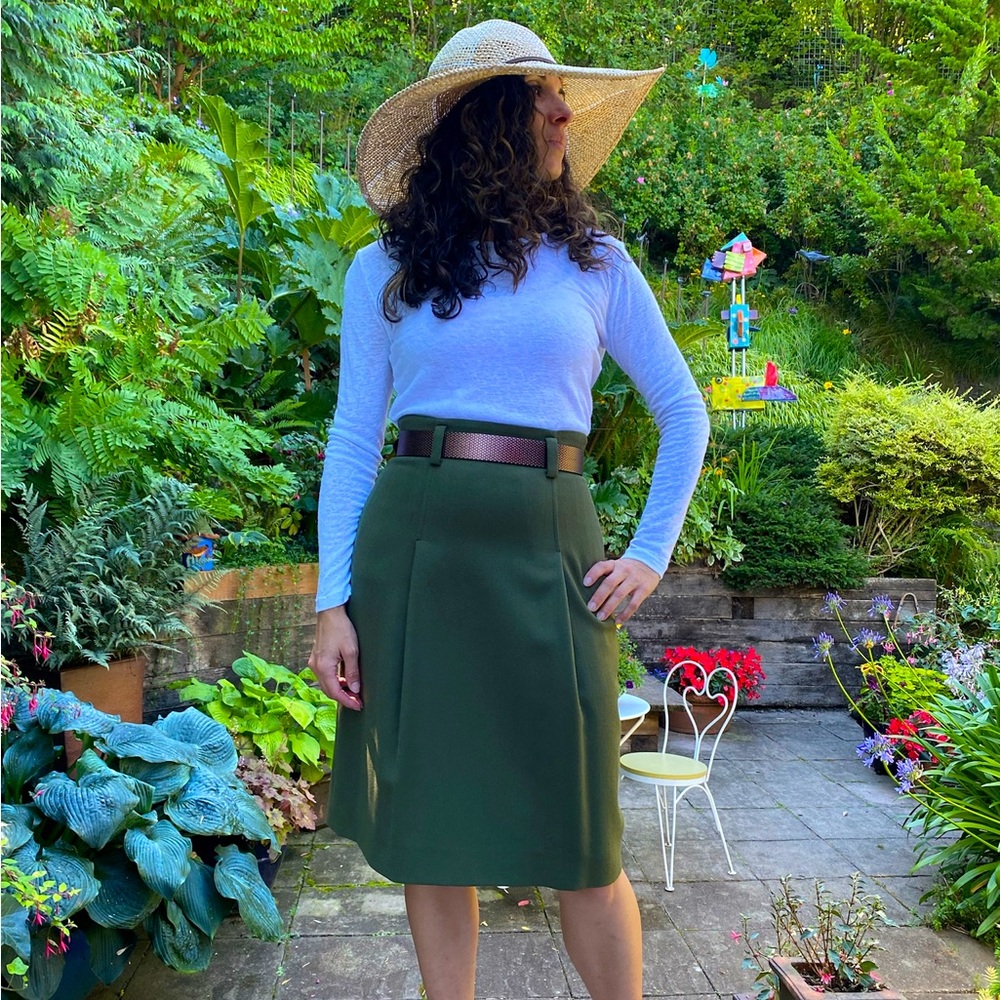 Giorgio Armani Le Collezioni forest green wool pencil skirt